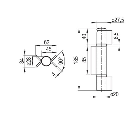 Pernio angular 3 alas acero Pernio angular 3 alas acero
