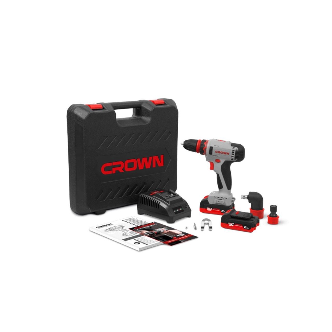 Taladro atornillador multicabezal batería Crown 12V/2Ah