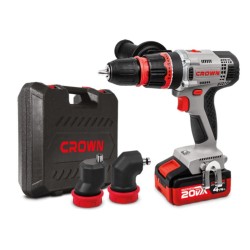 Atornillador taladro Crown batería 20V multicabezal