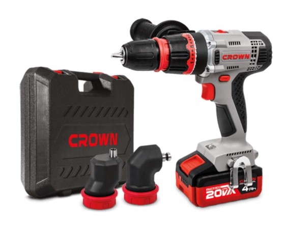 Atornillador taladro Crown batería 20V multicabezal