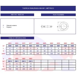 Tuerca ranurada KM DIN-981 inoxidable