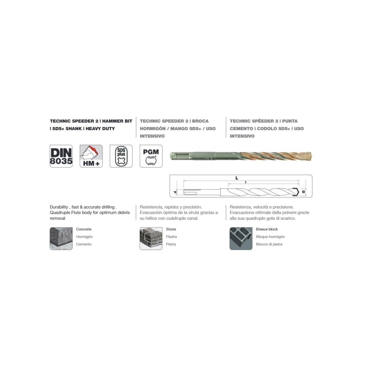 Broca DIN-8035 metal duro SDS MAX hormigón