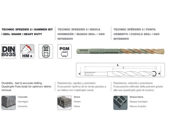 Broca DIN-8035 metal duro SDS MAX hormigón