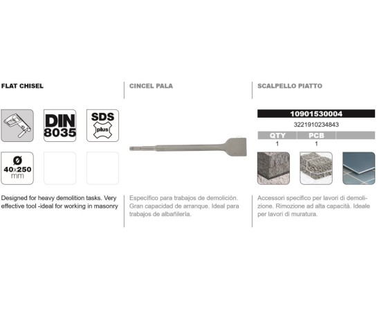 Cincel DIN-8035 SDS+ tipo pala Tivoly
