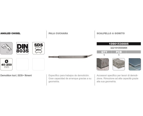 Cincel pala cuchara SDS PLUS Cincel pala cuchara SDS PLUS