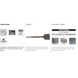 Cincel DIN-8035 SDS+ tipo pala ancha Tivoly gotelé