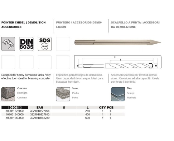 Puntero DIN-8035 SDS-Max Tivoly