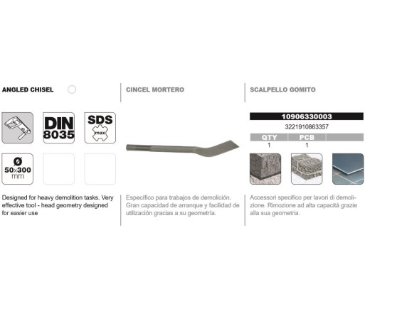 Cincel DIN-8035 SDS-Max Tivoly angular