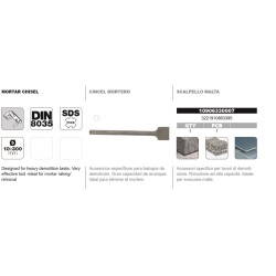 Cincel DIN-8035 SDS-Max Tivoly mortero Cincel DIN-8035 SDS-Max Tivoly mortero