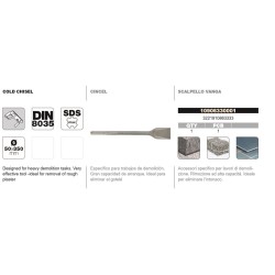 Cincel DIN-8035 SDS-Max tipo pala Tivoly Cincel DIN-8035 SDS-Max tipo pala Tivoly