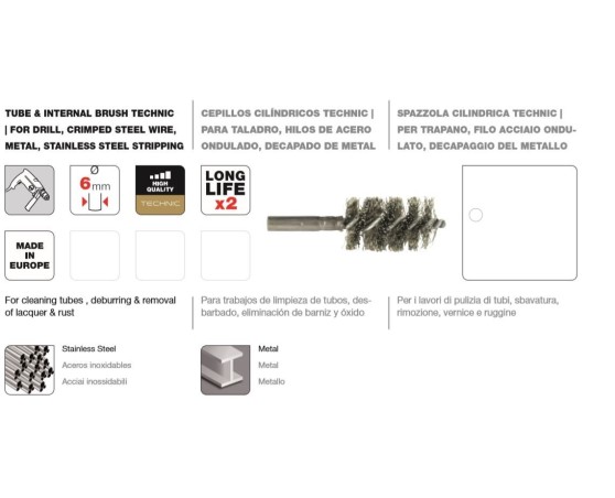 Cepillo cilíndrico Tivoly hilo ondulado para tubos Cepillo cilíndrico Tivoly hilo ondulado para tubos
