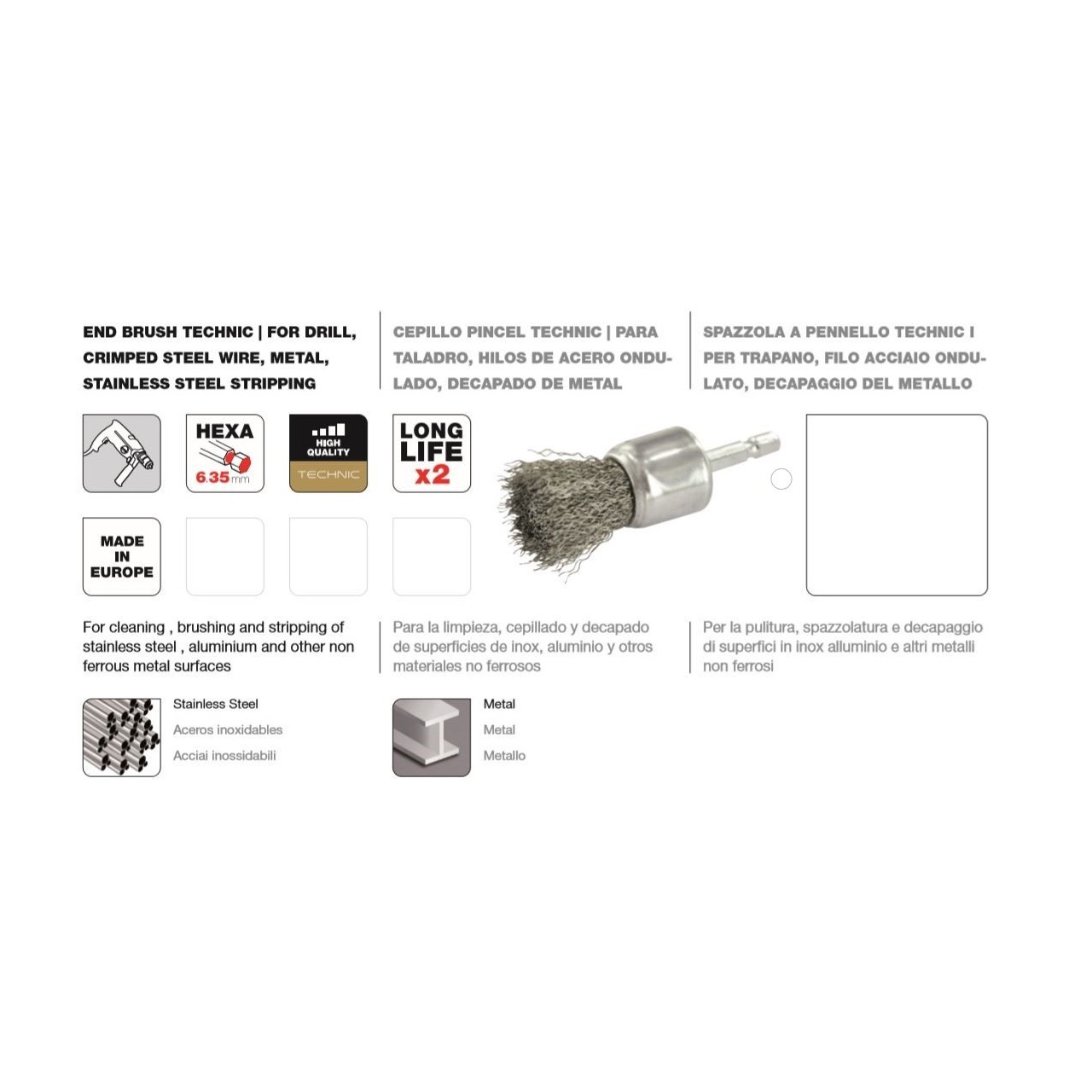 Cepillo cilíndrico pincel Tivoly hilo ondulado