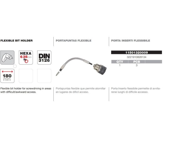 Adaptador puntas 1/4" flexible Tivoly Adaptador puntas 1/4" flexible Tivoly