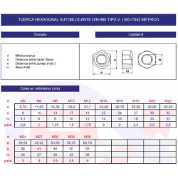 Tuerca autoblocante DIN-980 tipo V metálico
